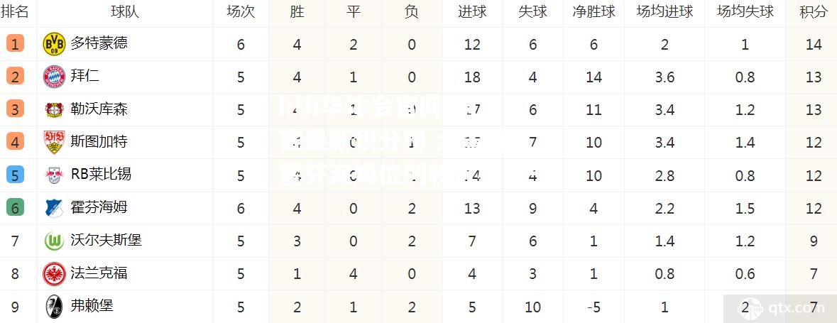 hth华体会官网-德甲联赛最新积分榜 大黄蜂完胜霍芬海姆位列积分榜第一